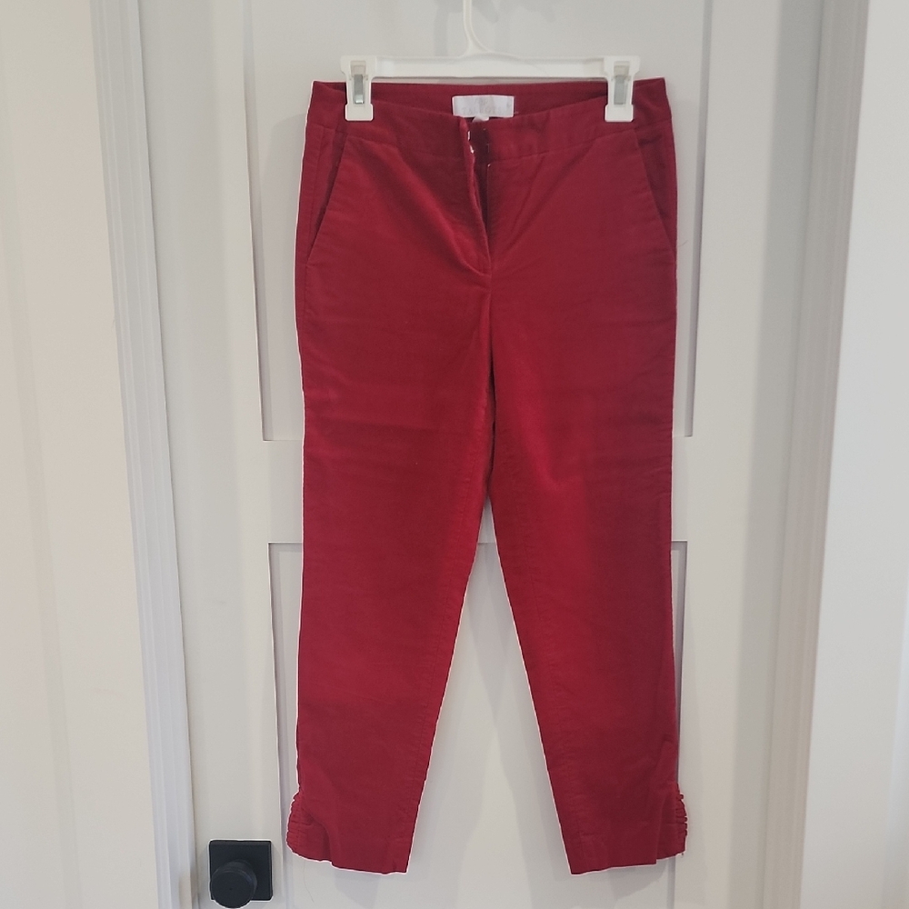 Talbots Vibrant Red Velvet Trousers